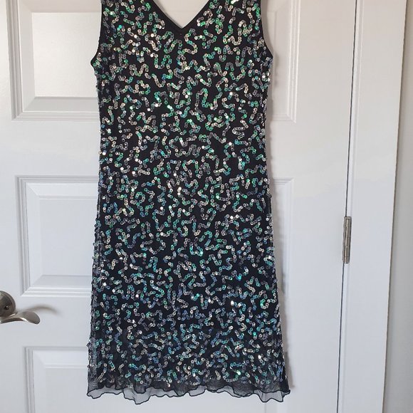VINTAGE sequin black dress (blue and black) - Picture 2 of 3